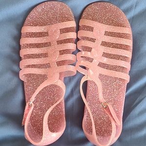Children's Place Clear Pink  Sparkly Jellies /  Plastic Sandals Sz 13